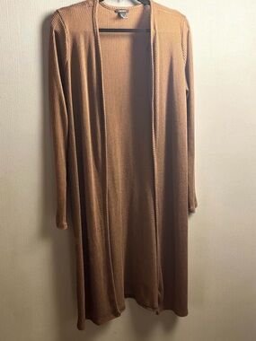 Forever 21 Ribbed Duster Open-Front Cardigan in Chocolate Brown